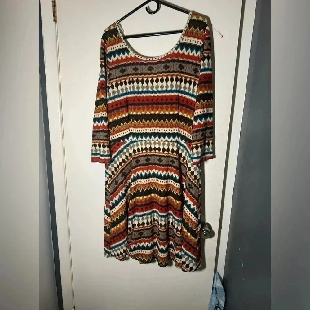 Women’s Pink Owl Western Brown Yellow Crop Sleeve 2x Dress Poly Spandex